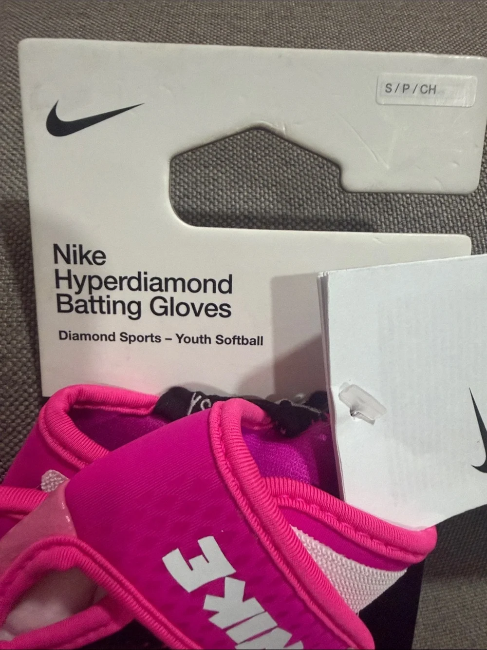 Nike Kids Hyperdiamond Batting Gloves in Hot Pink and Black